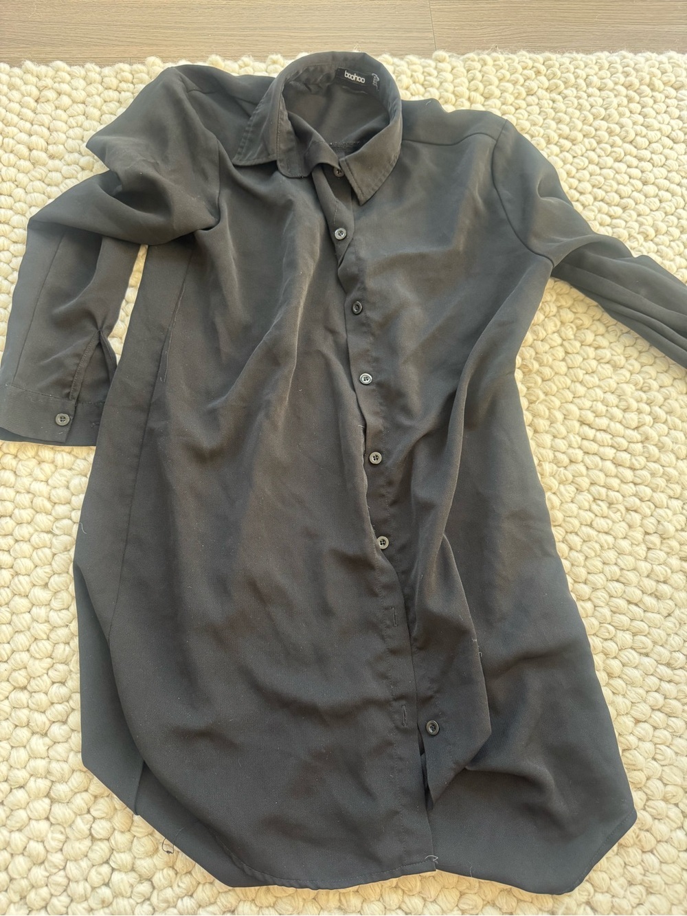 Boohoo Black Button Front Top - Picture 3 of 4